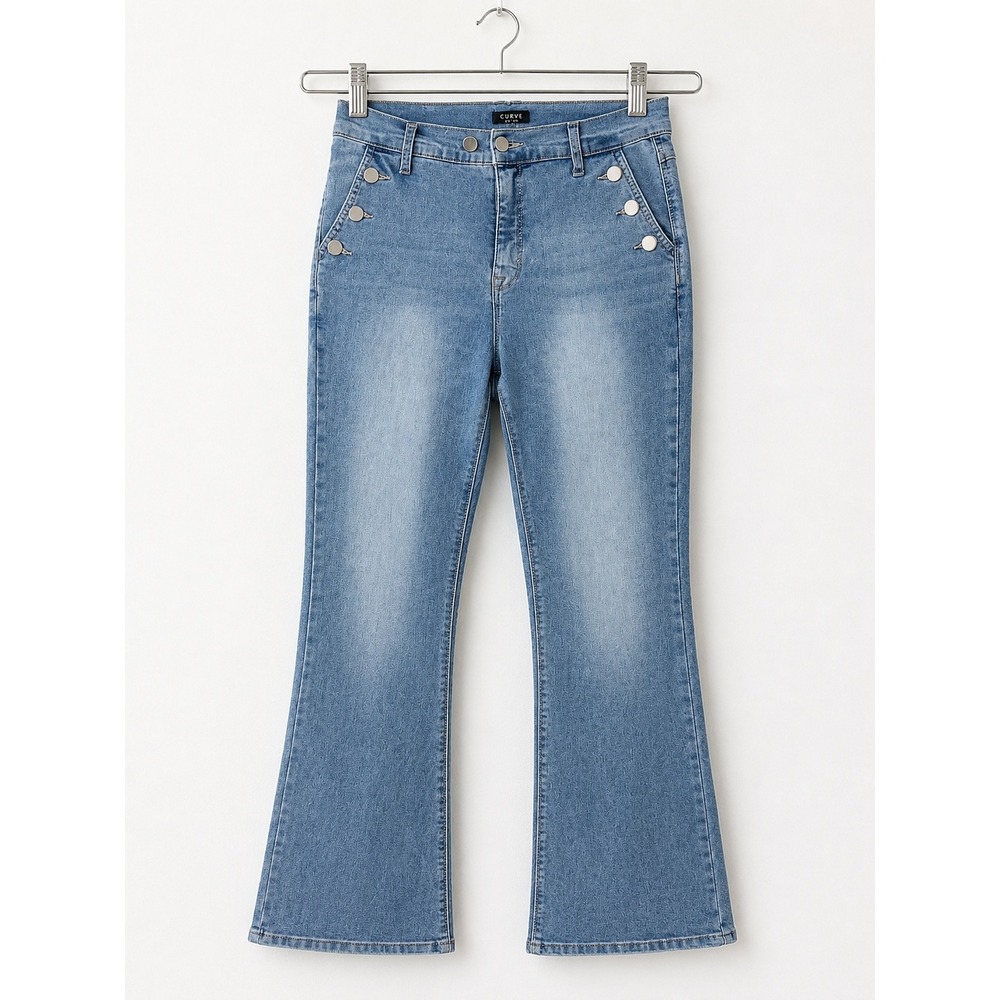 Curve Appeal Sailor Style Flare Jeans Medium Wash Blue 12/31 Nautical Coastal